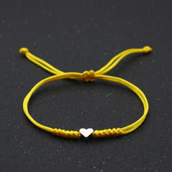 Love Heart Charm Bracelet Women Men Lovers&apos; Wish Good Lucky Red String Braided Adjustable Couple Bracelets Friendship Jewelry - yellow