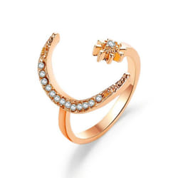 Ethnic Style Star Moon Open Ring - gold, 1 pcs