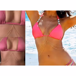 Women Sexy Fashion Gold Body Belly Waist Chain Bikini Beach Harness Necklace
