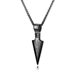 Men Arrowhead Necklace Stainless Steel Vintage Fashionable Polished Finish Unique Pendant Necklace - black, Black