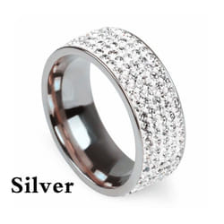 1pc Gift Jewelry Steel Ring Bling Titanium Accessories Lover Engagement Couple - silver, 11