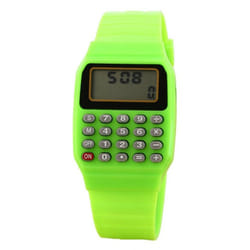 Children Digital Square Wrist Watch Mini Portable Calculator Exam Tool Kids Gift - green