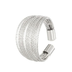 Light Luxury Multi Layered Open Ring Flexible Flash Metal Wire Ring For Women - silver, 1 pcs-ring