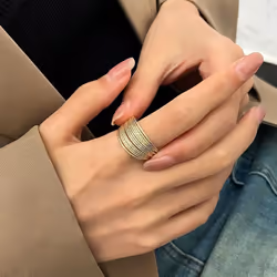 Light Luxury Multi Layered Open Ring Flexible Flash Metal Wire Ring For Women - silver, 1 pcs-ring