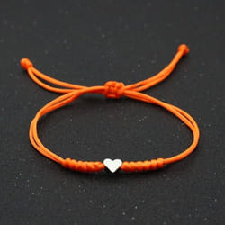 Love Heart Charm Bracelet Women Men Lovers&apos; Wish Good Lucky Red String Braided Adjustable Couple Bracelets Friendship Jewelry - orange