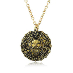 Punk Necklace Cool Skull Heads Coin  Pendant Necklaces For Men Pirates Of The Caribbean Necklace Vintage Jewelry - copper