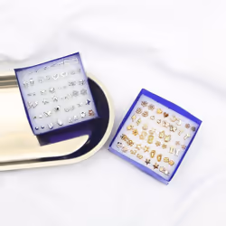 24pairs/set Plating Earring Stud Set Silver Gold Color Earring Set For Women Child With Box Earrings Jewelry - gold