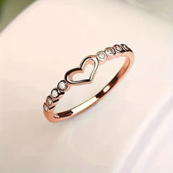 1pc Fashion Heart Shape Simple Hollow Golden Plated Silvery Rose Golden Ring - rose gold, 7