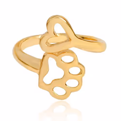 Bluelans Rings Hollow Love Dog Adjustable Ring Heart Opening Paw Ring Jewelry For Dog Owner