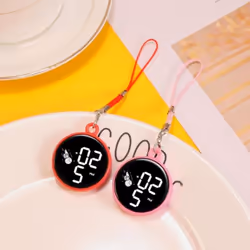Student Pendant Watch Waterproof Led Digital Electronic Time Display Mirror Keychain With Hanging Rope Watch - white