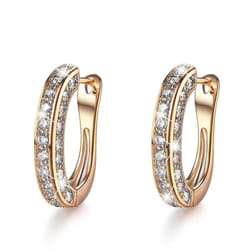 Luxury Crystal Stud Earrings For Women U Shaped Rhinestone Ear Buckle Earrings Elegant Wedding Jewelry Gift - gold