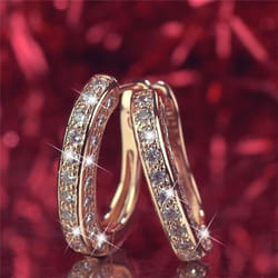 Luxury Crystal Stud Earrings For Women U Shaped Rhinestone Ear Buckle Earrings Elegant Wedding Jewelry Gift - rose gold