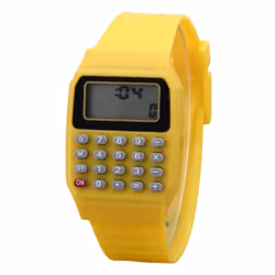 Children Digital Square Wrist Watch Mini Portable Calculator Exam Tool Kids Gift - yellow