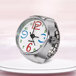 Watch Ring For Men Women Finger Round Quartz Jewelry Stainless Steel Ring Lover Pair Watches - ivory