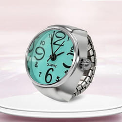 Watch Ring For Men Women Finger Round Quartz Jewelry Stainless Steel Ring Lover Pair Watches - air force blue