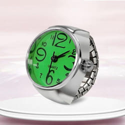 Watch Ring For Men Women Finger Round Quartz Jewelry Stainless Steel Ring Lover Pair Watches - green