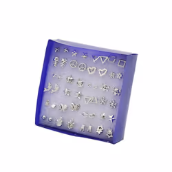 24pairs/set Plating Earring Stud Set Silver Gold Color Earring Set For Women Child With Box Earrings Jewelry - silver
