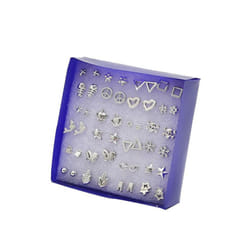 24pairs/set Plating Earring Stud Set Silver Gold Color Earring Set For Women Child With Box Earrings Jewelry - silver