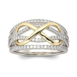 Delysia King New Fashion Infinite Love Ring Heart-shaped Ring Ladies Two-color Wedding Engagement - silver, 9