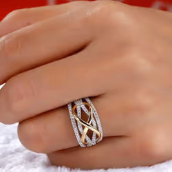 Delysia King New Fashion Infinite Love Ring Heart-shaped Ring Ladies Two-color Wedding Engagement - silver, 10