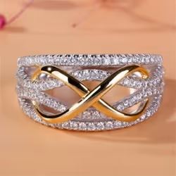 Delysia King New Fashion Infinite Love Ring Heart-shaped Ring Ladies Two-color Wedding Engagement - silver, 10
