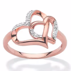 1pc Double Heart Hollow Love Proposal Artificial Diamond Ring For Men And Women Couple Ring Jewelry Gift - silver, 11