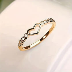 1pc Fashion Heart Shape Simple Hollow Golden Plated Silvery Rose Golden Ring - gold, 9