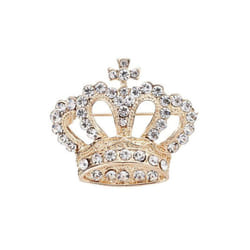 Luxury Rhinestone Crown Brooch Pin For Women Men Lapel Pins Suit Shirt Collar Badge Corsage Brooches For Men Jewelry Accessories - gold