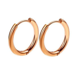 1 Pair Hoop Earrings Stainless Steel Geometric Elegant Polished Color Metal Circle Earrings - rose gold, 18mm