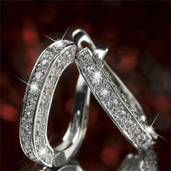 Luxury Crystal Stud Earrings For Women U Shaped Rhinestone Ear Buckle Earrings Elegant Wedding Jewelry Gift - silver