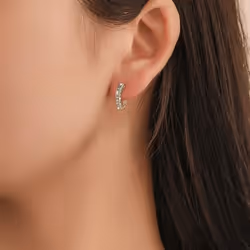 Luxury Crystal Stud Earrings For Women U Shaped Rhinestone Ear Buckle Earrings Elegant Wedding Jewelry Gift - silver
