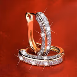 Luxury Crystal Stud Earrings For Women U Shaped Rhinestone Ear Buckle Earrings Elegant Wedding Jewelry Gift - silver
