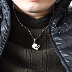 1pair I Love You For Couple Iron Chain Black Heart Love Necklaces Fashion Trendy Paired Suspension Pendants - silver,gold, 1 Pair