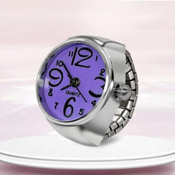 Watch Ring For Men Women Finger Round Quartz Jewelry Stainless Steel Ring Lover Pair Watches - purple