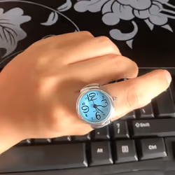 Watch Ring For Men Women Finger Round Quartz Jewelry Stainless Steel Ring Lover Pair Watches - red
