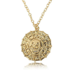Punk Necklace Cool Skull Heads Coin  Pendant Necklaces For Men Pirates Of The Caribbean Necklace Vintage Jewelry - gold