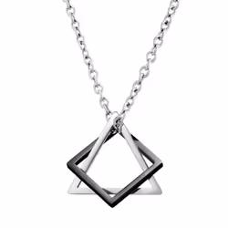 Geometry Interlocking Square Triangle Male Pendant For Men Women Unisex Alloy Modern Trendy Geometric Stacking Streetwear Nec ...