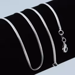 Fashion Silver Color Flat Snake Chain 2mm Width Necklace Jewelry Gifs - silver, 55cm