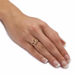 1pc Double Heart Hollow Love Proposal Artificial Diamond Ring For Men And Women Couple Ring Jewelry Gift - silver, 6