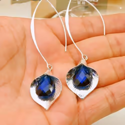 Elegant Hook Dangle Drop Earrings Blue Teardrop Birthstone Jewelry Engagement Wedding Women Earrings