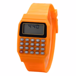 Children Digital Square Wrist Watch Mini Portable Calculator Exam Tool Kids Gift - orange