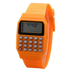 Children Digital Square Wrist Watch Mini Portable Calculator Exam Tool Kids Gift - orange