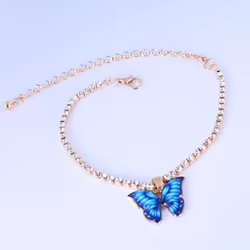 Butterfly Chain Beach Anklet Bracelet Charm Women Foot Ankle Boots Jewelry - Multicolor & Red