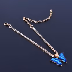 Butterfly Chain Beach Anklet Bracelet Charm Women Foot Ankle Boots Jewelry - Multicolor & Red