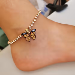 Butterfly Chain Beach Anklet Bracelet Charm Women Foot Ankle Boots Jewelry - Gold & Yellow