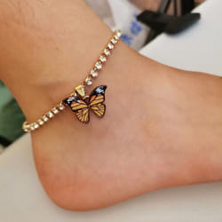 Butterfly Chain Beach Anklet Bracelet Charm Women Foot Ankle Boots Jewelry - Gold & Yellow