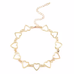 Women Girl Simple Geometric Heart-shaped Hollow Choker Chain Necklace Accessory - golden