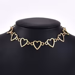 Women Girl Simple Geometric Heart-shaped Hollow Choker Chain Necklace Accessory - golden