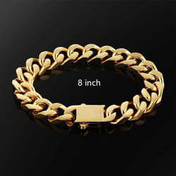 6mm Gold Bracelet Necklace 8/18/20/24 Inch Hip Hop Necklace Bracelet Set For Women Man Fashion Wedding Party Jewelry - gold, 8 inch