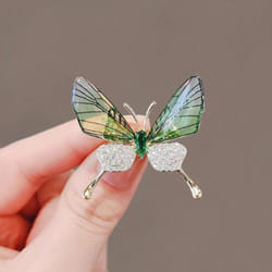 Explosion-proof Butterfly Brooch Insect Corsage Women&apos;s Accessory Acrylic Transparent Wings High-grade Clothing Pin - green